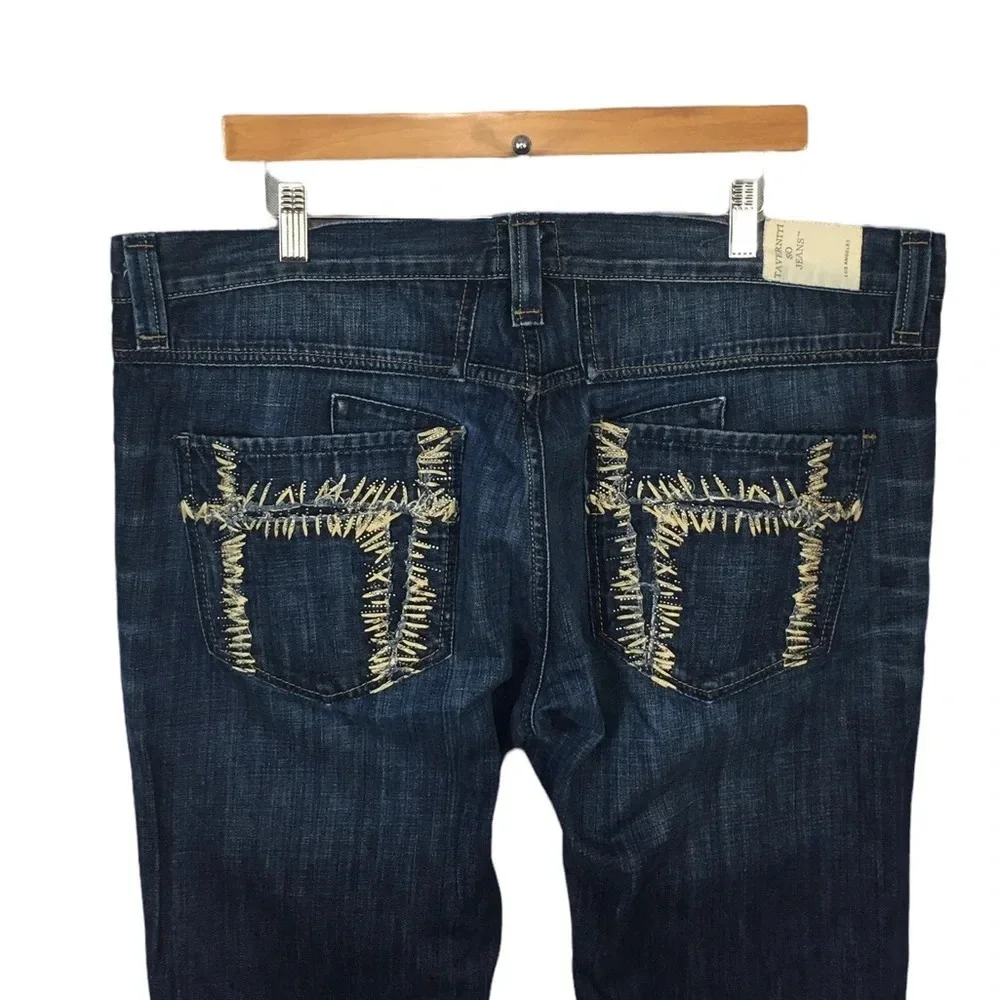 MJ484 Mens Taverniti So Jeans Distressed Boot Cut Denim Button Fly Jeans 40x33